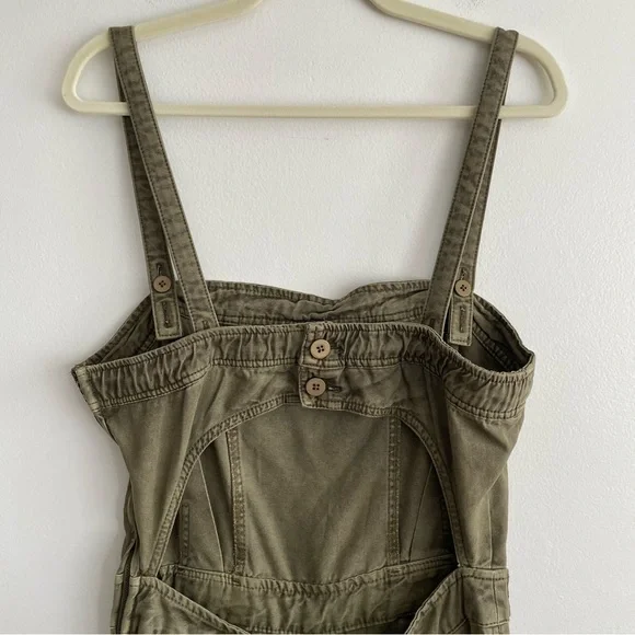 Free People Go West Utility Jumpsuit Moss green size large coverall cargo army L - Picture 11 of 15
